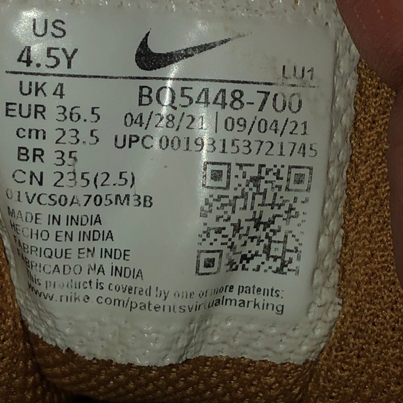 Nike Af1 Shoes Low Boys  Size4.5Y  All Light Brown Af1 Upc00193153721745 - Picture 9 of 12